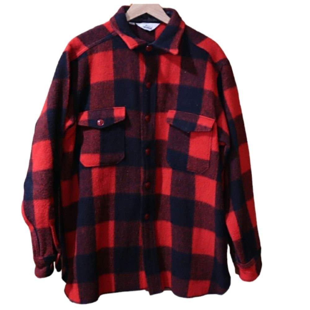 Vintage Woolrich Red Buffalo Plaid Shackett Jacket Large True Wool